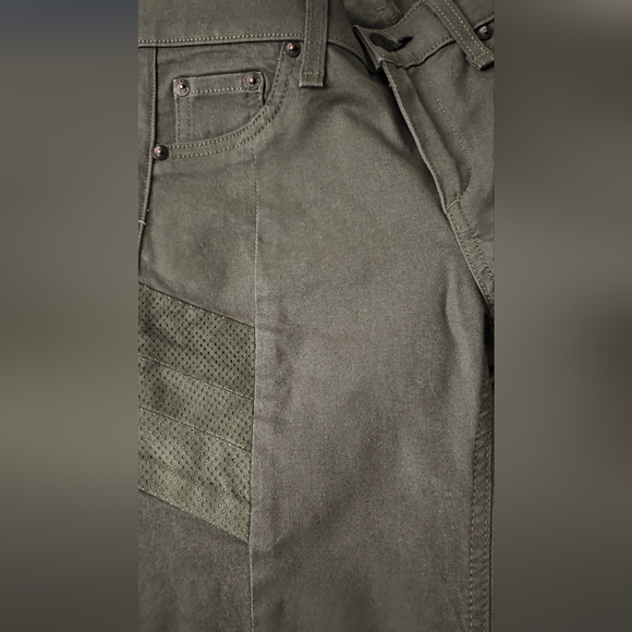 rag & bone Halifax Leather-Panel Moto Jeans Size 26 Army Military Green New NWOT - Picture 8 of 10